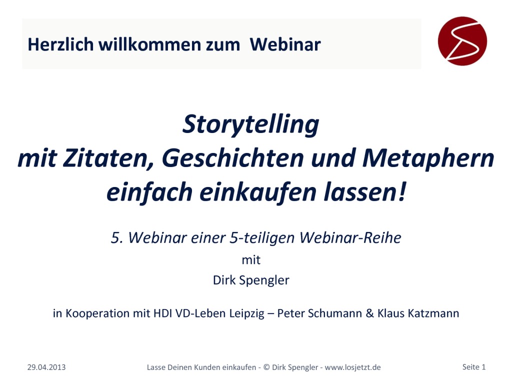 [Video-Podcast] StorySelling – LDKE Teil 5 vom 29.04.2013